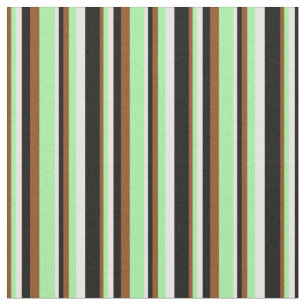 Tecido Padrão castanho, verde, branco e preto de faixas