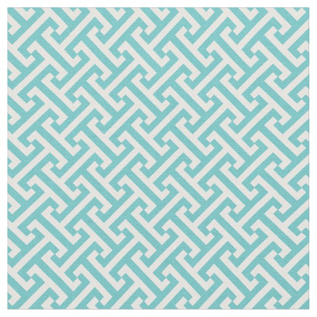 Tecido Padrão chave grego Turquoise (Detalhe)