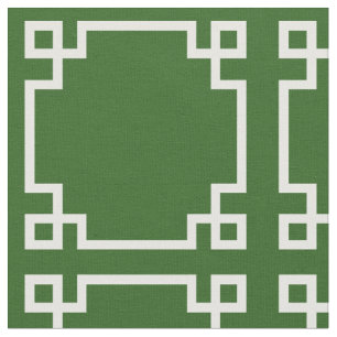 Tecido Padrão-chave grego verde e branco moderno