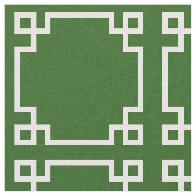 Tecido Padrão-chave grego verde e branco moderno (Detalhe)