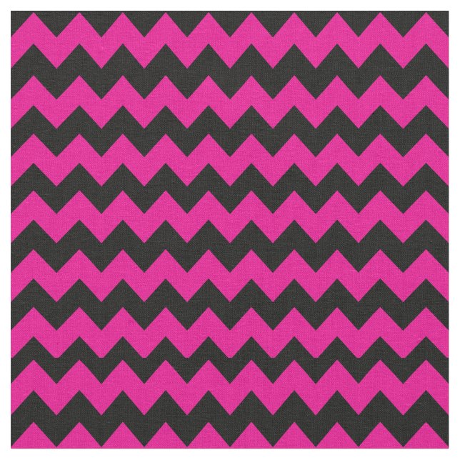 Tecido Padrão Chevron Preto e Rosa Brilhante (Detalhe)