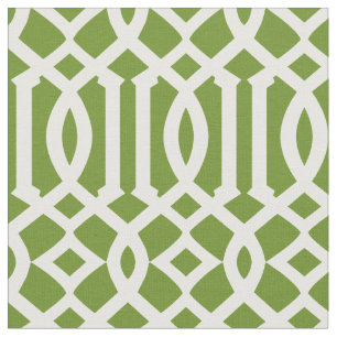 Tecido Padrão Chic Olive Green e White Trellis