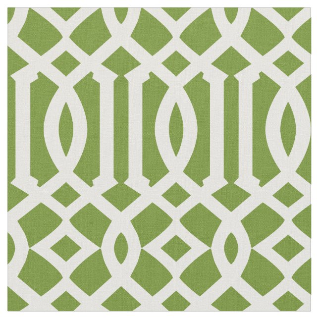 Tecido Padrão Chic Olive Green e White Trellis (Detalhe)