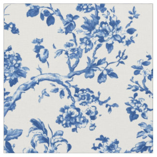 Tecido Padrão Clássico de Toile Floral Azul