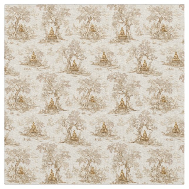 Tecido Padrão Clássico Toile de Jouy do Buda Dourado (Detalhe)