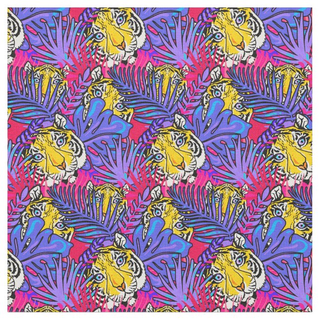 Tecido Padrão Colorido da Selva de Tigre (Detalhe)