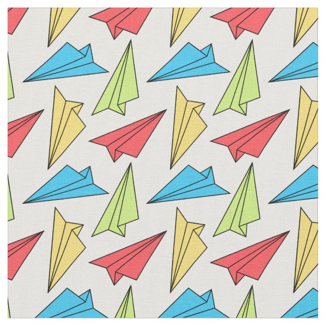 Tecido Padrão Colorido de Aviões de Papel (Detalhe)