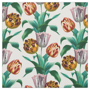 Tecido Padrão Colorido de Flores de Tulipas de Aquarela V
