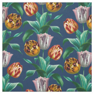 Tecido Padrão Colorido de Flores de Tulipas de Aquarela V