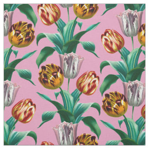 Tecido Padrão Colorido de Flores de Tulipas de Aquarela V