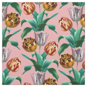 Tecido Padrão Colorido de Flores de Tulipas de Aquarela V