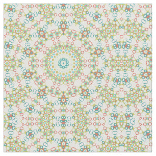 Tecido Padrão Colorido de Mandala Geométrica