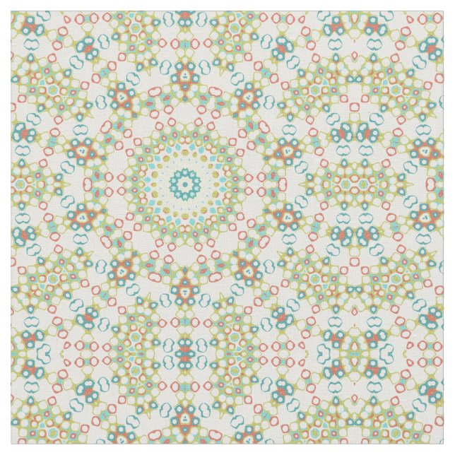 Tecido Padrão Colorido de Mandala Geométrica (Detalhe)