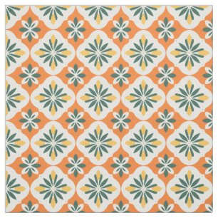 Tecido Padrão Colorido do Azulejo Laranja