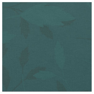 Tecido Padrão contínuo de folhas botânicas em azul-teal e