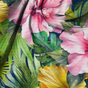 Tecido Padrão contínuo de selva de hibisco