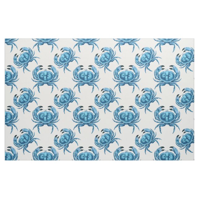 Tecido Padrão Costeiro de Caranguejos Azuis (Fat Quarter)