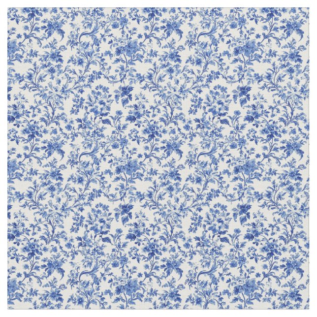 Tecido Padrão da Vinha Floral Azul (Detalhe)