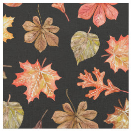 Tecido padrão das folhas de ouro laranja vermelho no outo