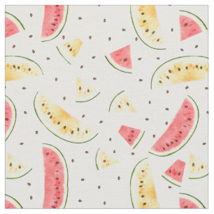 Tecido Padrão das Melancias de Aquarela Vermelha e Amare