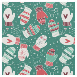 Tecido Padrão das Mittens do Natal do inverno, Verde