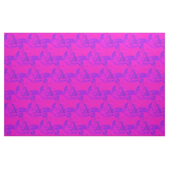 Tecido padrão das sereias de cavaleiros de onda rosa (Fat Quarter)