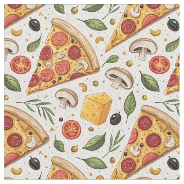 Tecido Padrão de Amante de Pizza Pepperoni - Festa de Piz (Detalhe)