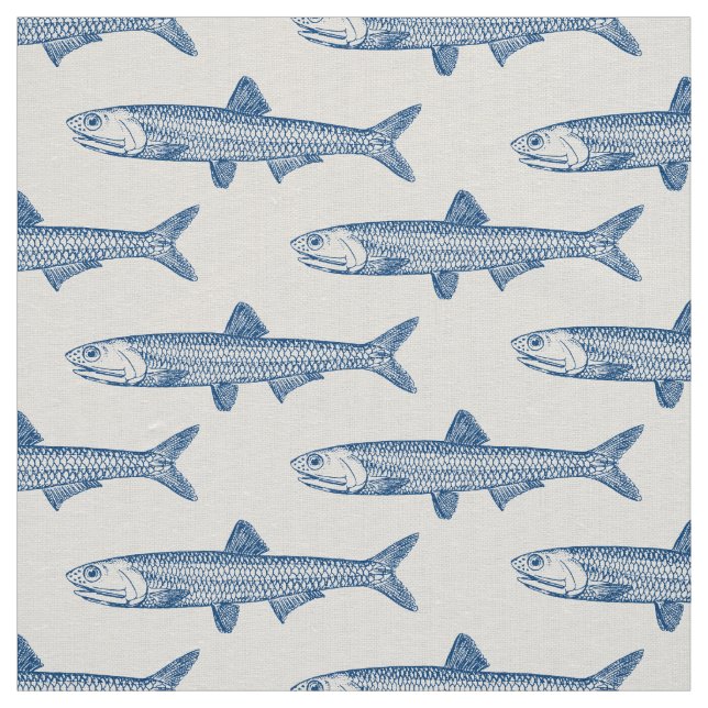 Tecido Padrão de Anchovy - Azul Shibori em Branco (Modelo)