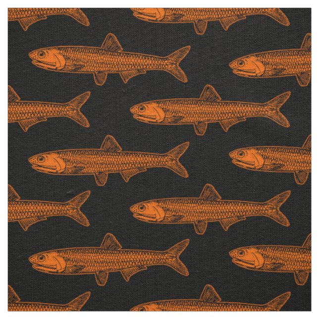Tecido Padrão de Anchovy - Laranja e Preto (Modelo)