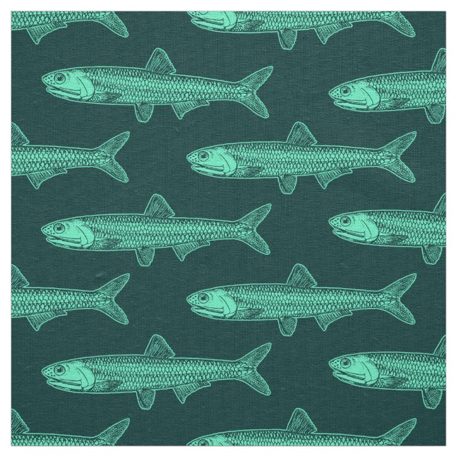 Tecido Padrão de Anchovy - Turquesa e Verde Escuro (Modelo)
