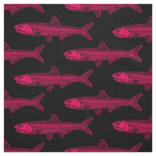 Tecido Padrão de Anchovy - Vermelho Neon e Preto