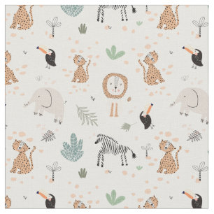 Tecido Padrão de Animais da Floresta Tropical Selva