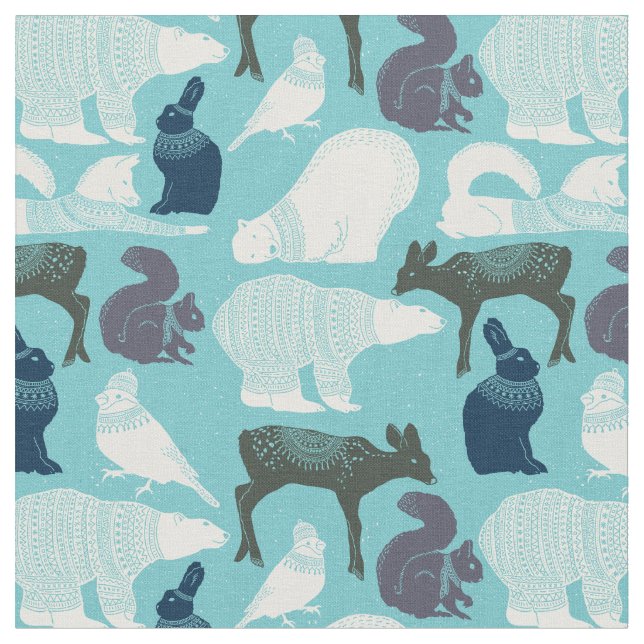 Tecido Padrão de Animais Florestais Cutes (Detalhe)