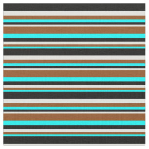 Tecido Padrão de Aqua, Brown, Ciano Claro e Preto