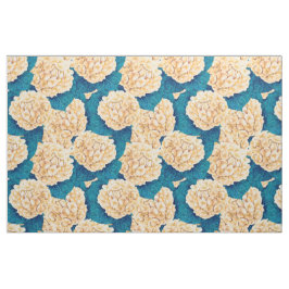 Tecido Padrão de aquarelas Hydrangea, amarelo e azul