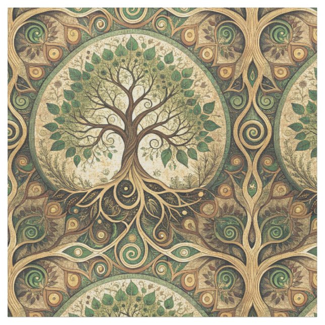 Tecido Padrão de Arte de Design Espiritual Mandala da Árv (Detalhe)
