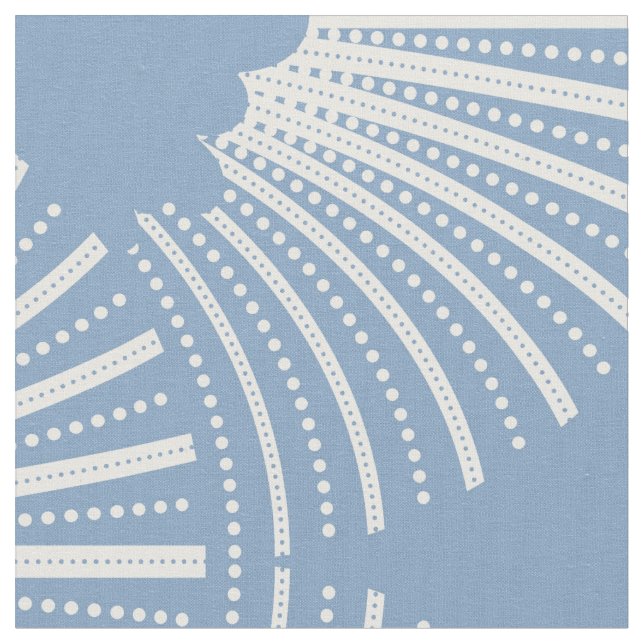 Tecido Padrão de Arte-Deco Branco e Azul (Detalhe)