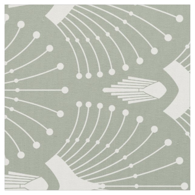 Tecido Padrão de arte-deco branco e verde-menta (Detalhe)