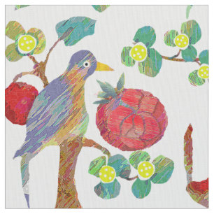 Tecido Padrão de Arte Folk Floral de Garland Rustic de Wa