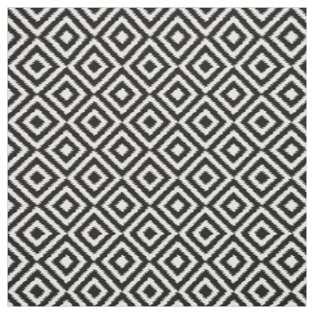 Tecido Padrão De Arte Mosaica Praça Ikat Preta E Branca (Modelo)