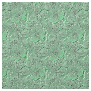 Tecido Padrão de Arte Natural das Flores Verde