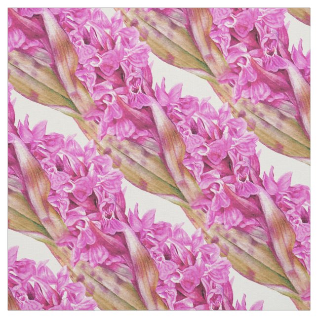 Tecido Padrão de arte orquídea roxa botânica (Modelo)