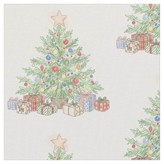 Tecido Padrão de Árvore de Natal (Detalhe)