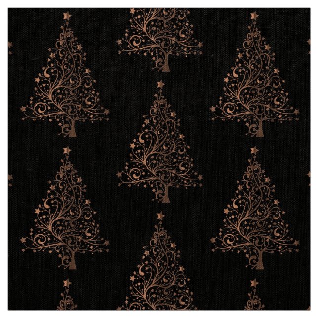 Tecido Padrão de Árvore de Natal de Cobre Marrom Elegante (Modelo)