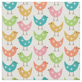 Tecido Padrão de Aves Atômicas Coloridas Modernas de Mead
