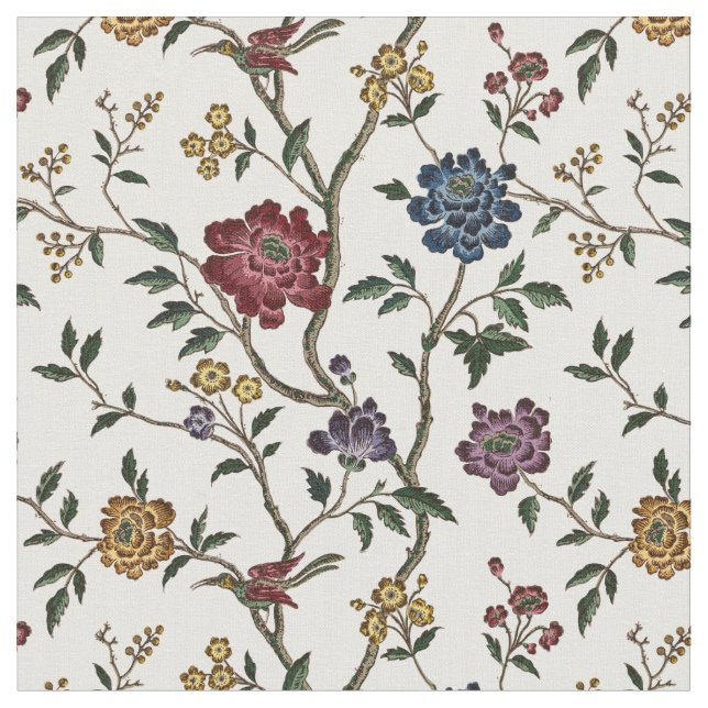 Tecido Padrão de Aves e Flores Vintage (Detalhe)