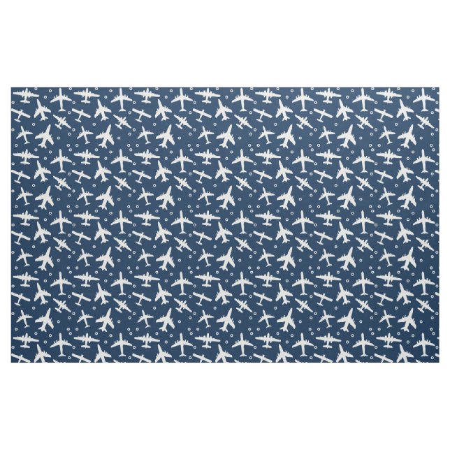 Tecido Padrão de avião azul e branco do Marinho de aviaçã (Fat Quarter)