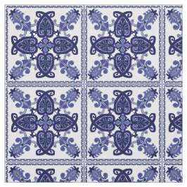 Tecido Padrão de azulejo azul e branco