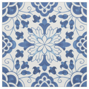Tecido Padrão de Azulejo Azulejos Azuis do Vintage Portug