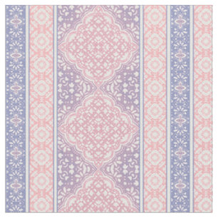 Tecido Padrão de Azulejo Boêmico Decorativo Rosa e Púrpur